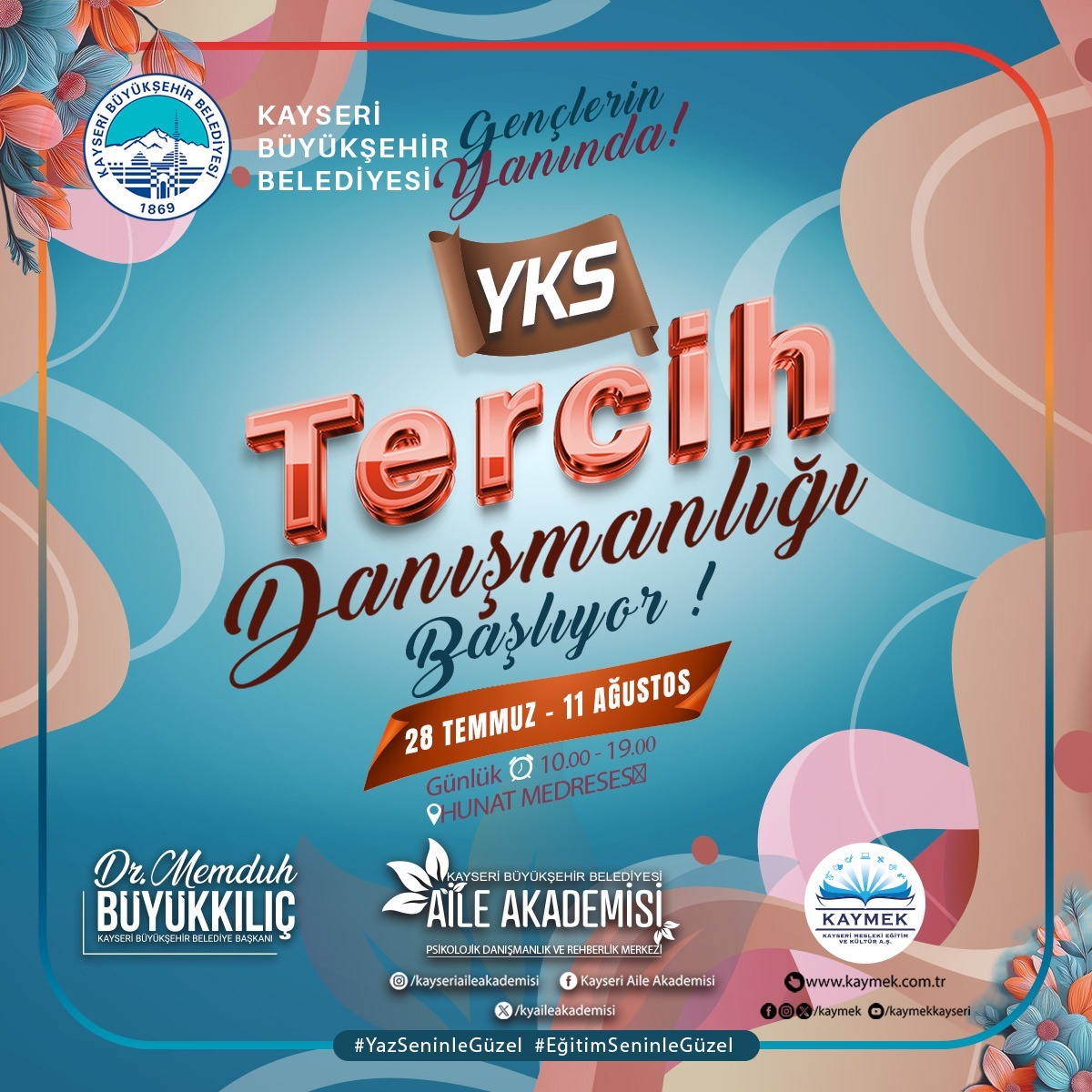 ÜNİVERSİTE ADAYLARI İÇİN KAYSERİ BÜYÜKŞEHİR’DEN ÜCRETSİZ YKS DANIŞMANLIĞI