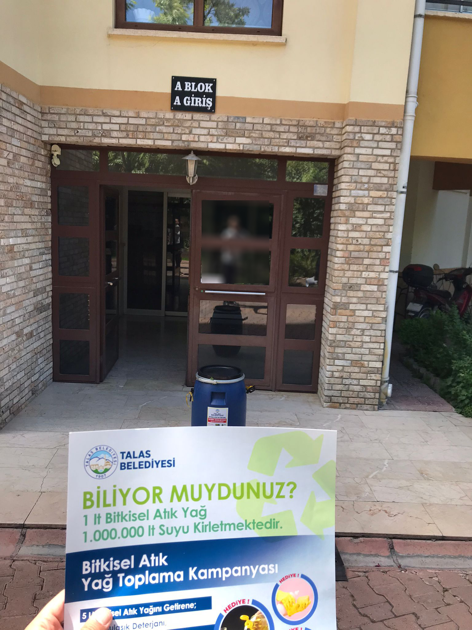 TALAS'TA ATIK YAĞLAR TOPLANIYOR ÇEVRE KORUNUYOR