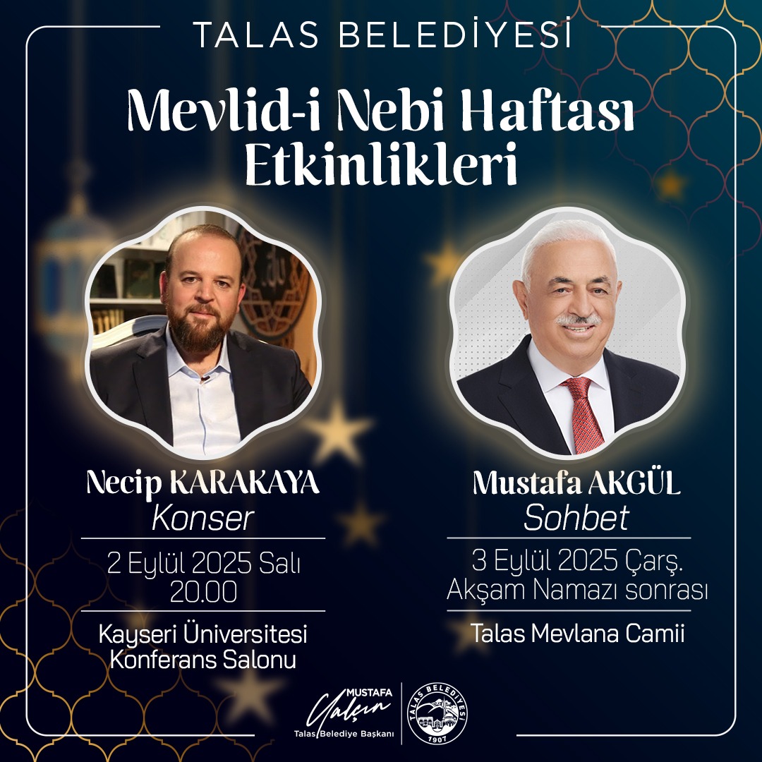 TALAS’TA MEVLİD-İ NEBİ HAFTASI ETKİNLİKLERİ BAŞLIYOR