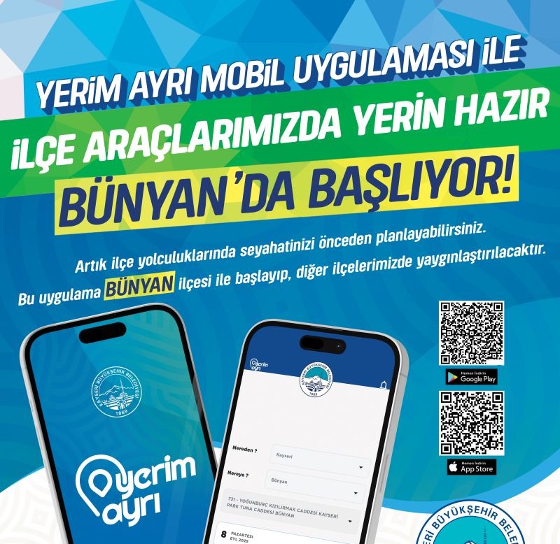 KAYSERİ BÜYÜKŞEHİR’DEN ULAŞIMDA BİR İLK: “YERİM AYRI” MOBİL UYGULAMASI