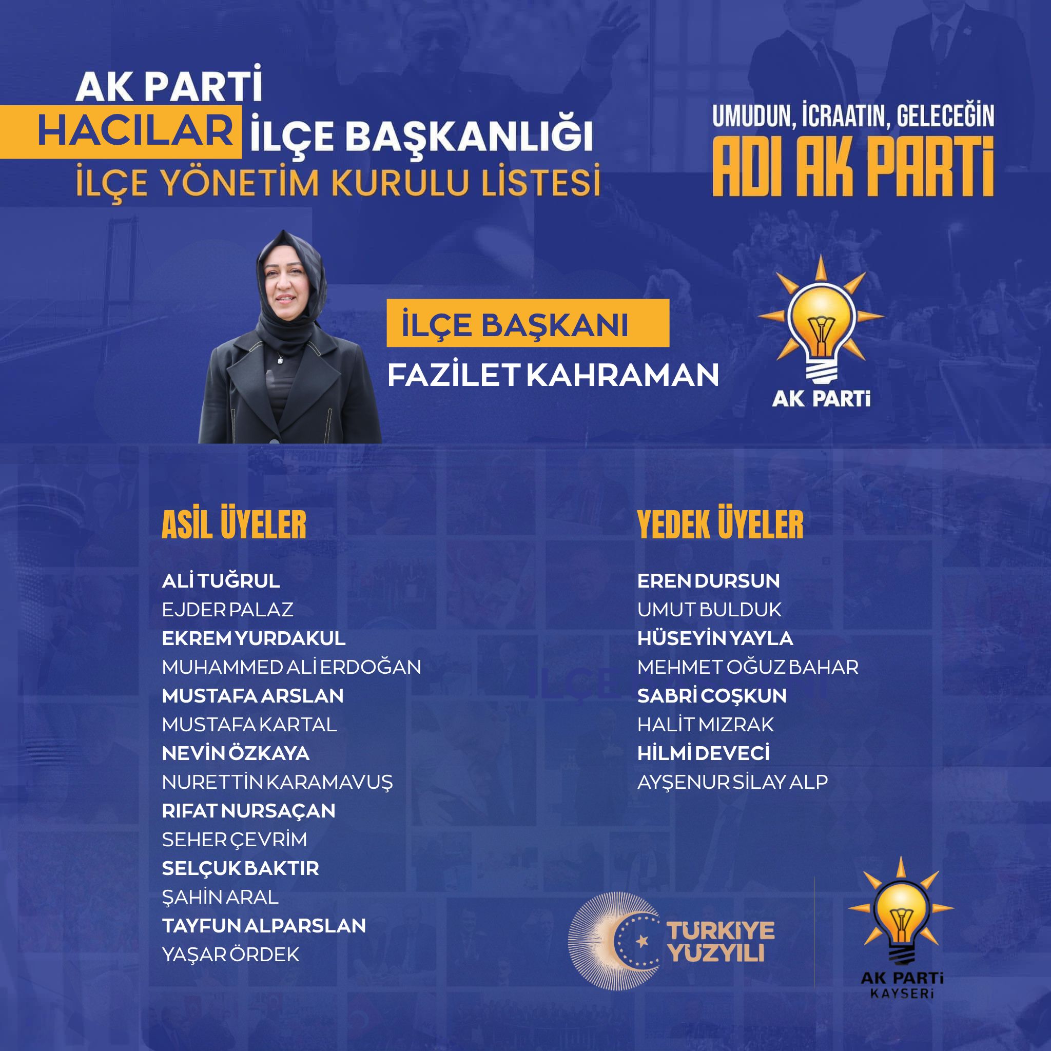 AK PARTİ HACILAR İLÇE BAŞKANLIĞI YENİ YÖNETİM KURULU AÇIKLAMASI