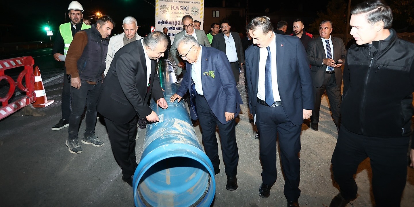 BAŞKAN BÜYÜKKILIÇ’TAN YEŞİLHİSAR’IN SU SORUNUNU ÇÖZECEK KASKİ YATIRIMINDA AKŞAM MESAİSİ