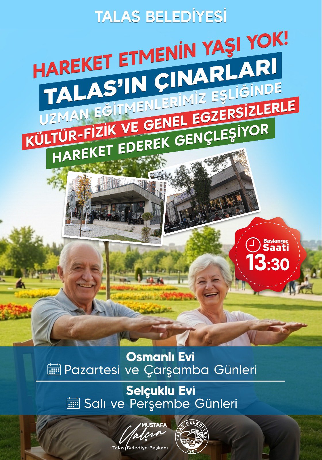 Hareketin yaşı yok: Talas’ın çınarları egzersiz yapacak