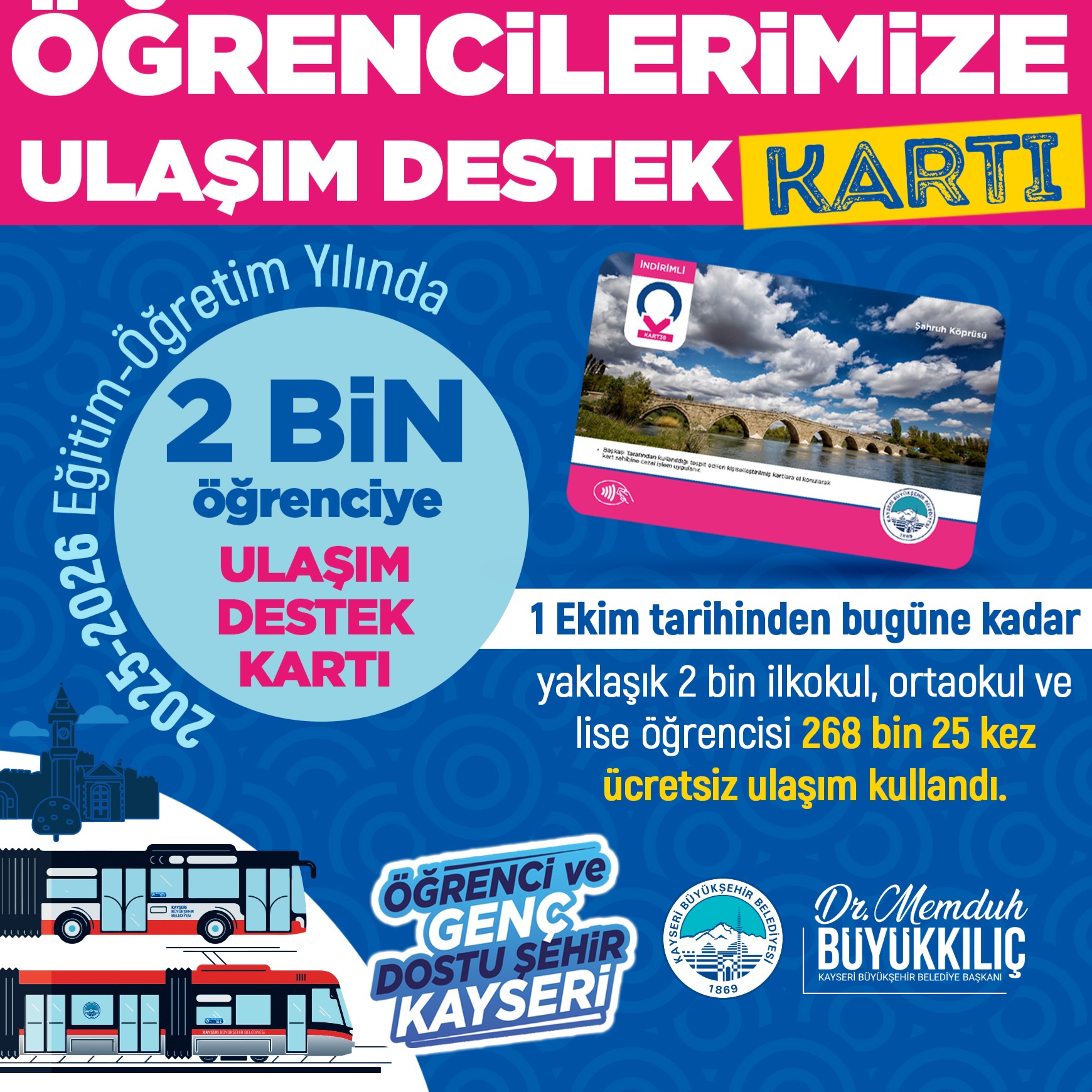 BÜYÜKŞEHİR’İN ULAŞIM DESTEĞİNDEN 2 BİN ÖĞRENCİ FAYDALANIYOR