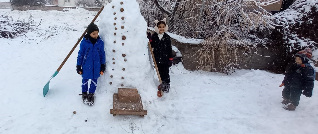 Develi’de kar yağışı etkili oldu