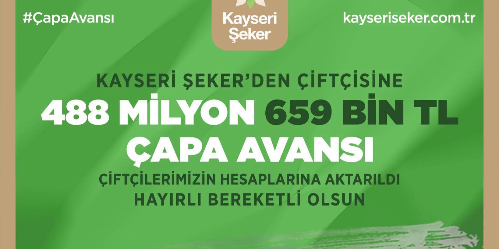 Kayseri şeker’den çapa avansı