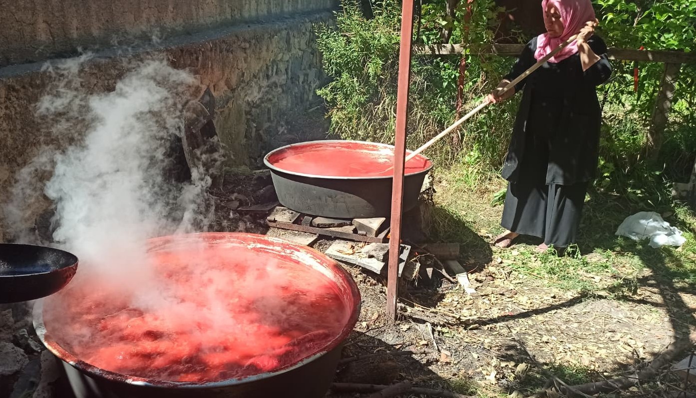 Yahyalı’da kadınlar kışlık salça için imece geleneğini yaşatıyor