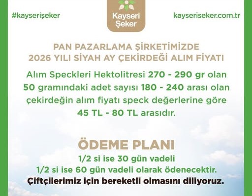 Siyah ay çekirdeğinde alım fiyatları belli oldu