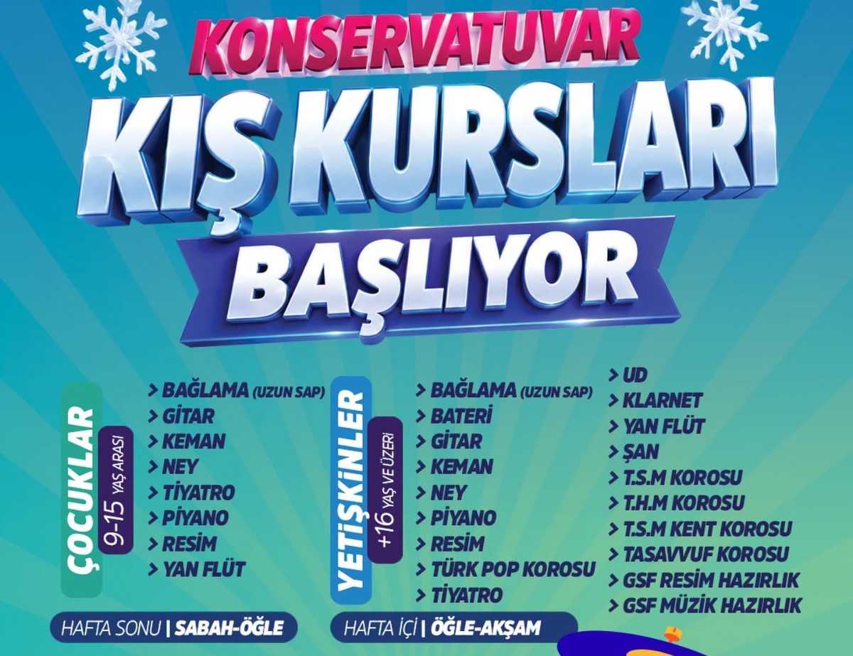 Kayseri Büyükşehir Konservatuvarı’nda kış kursları için kayıtlar başlıyor