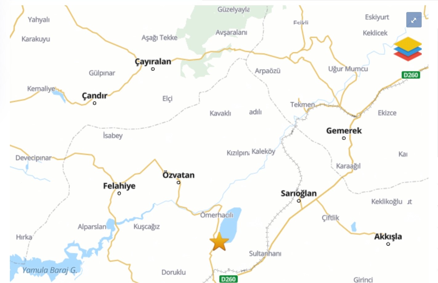 Bünyan’da 3,6 büyüklüğünde deprem