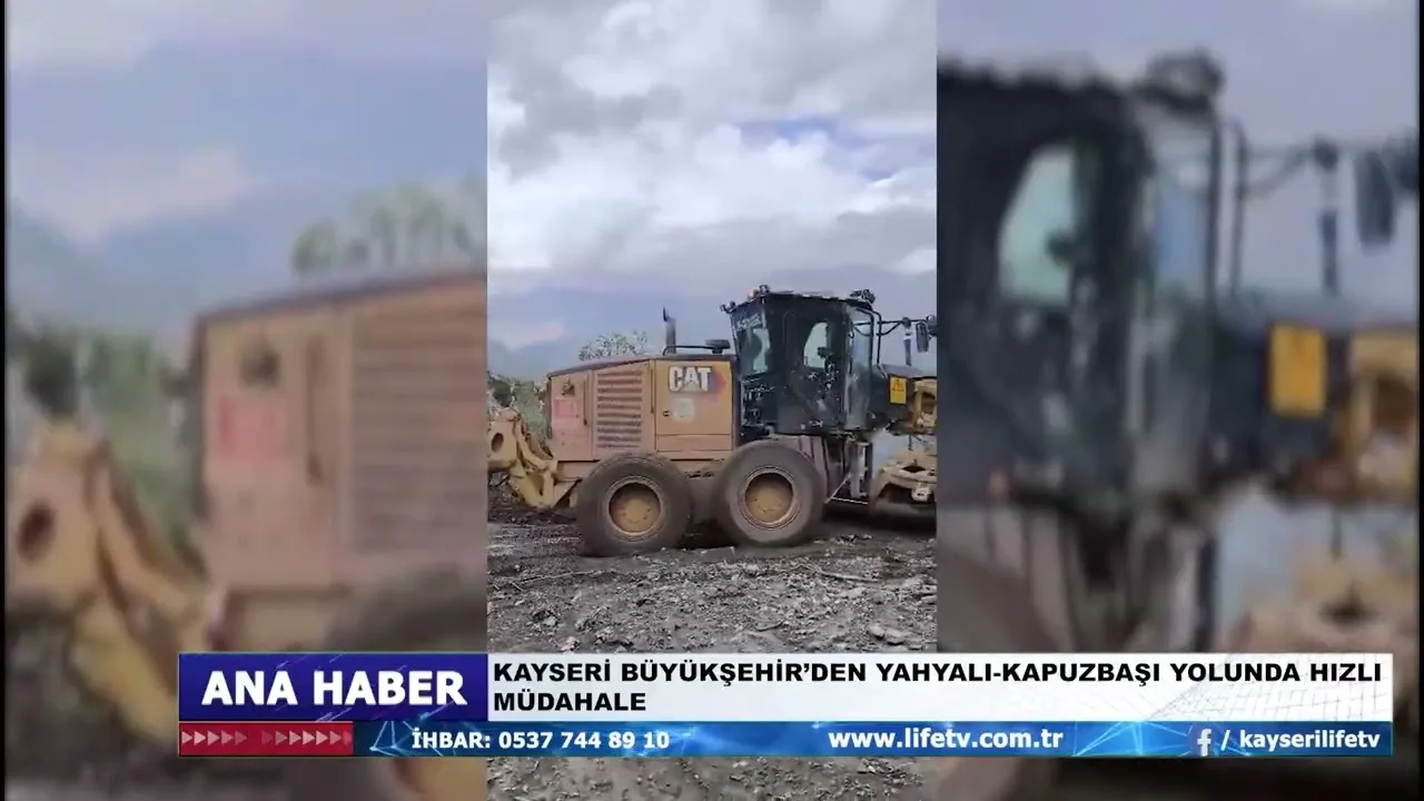 KAYSERİ BÜYÜKŞEHİR’DEN YAHYALI KAPUZBAŞI YOLUNDA HIZLI MÜDAHALE